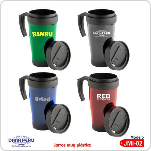 Jarro mug plástico para publicidad. Personalizados con logo. Precios mayoristas