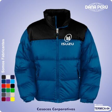 Casaca acolchada corporativa personalizable con logo. Casacas al por mayor.
