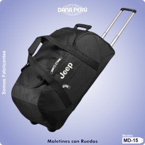 Maletín publicitario con ruedas personalizado con logo estampado y bordado. Maletín de buena calidad a precio económico.