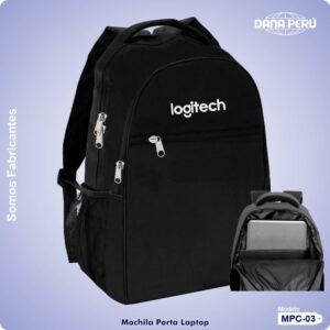 Mochila porta laptop personalizada con logo bordado y estampado. Precios al por mayor.