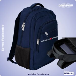Fabricantes de mochilas Porta Laptop en lima. Mochilas corporativas personalizadas con logo bordado y estampado. Precio económico. Envíos a todo el Perú.